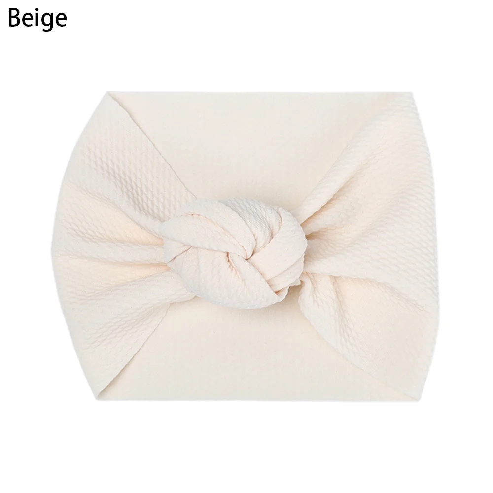 D-beige Одноцветная повязка на голову для девочек, новая чалма, Скрученная нейлоновая эластичная лента для волос, аксессуары для волос, повязки на голову для маленьких девочек, детская повязка на голову - Цвет: D-beige