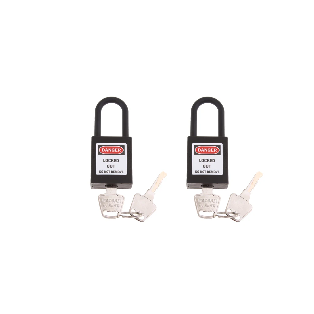 

2 Pcs Insulated Shackle Safety Padlock Lockout Tagout Padlocks Lock, Keyed Different Padlock, Durable - 90mm Black