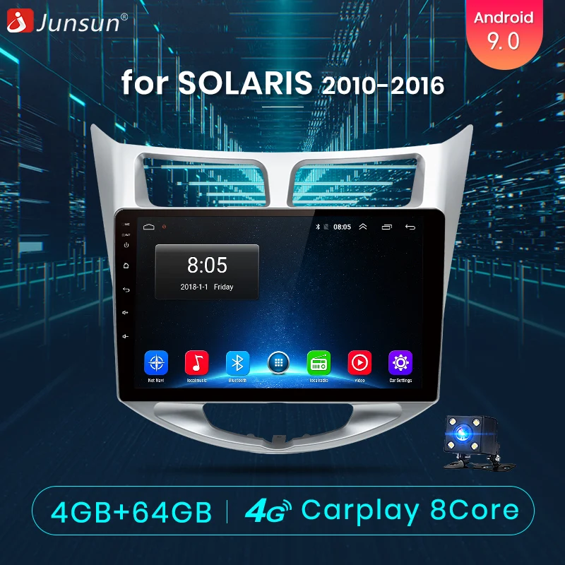 

Junsun V1pro 4G+64G CarPlay Android 9.0 DSP For Hyundai Solaris i25 2010-2016 Car Radio Multimedia Navigation GPS RDS 2 din dvd