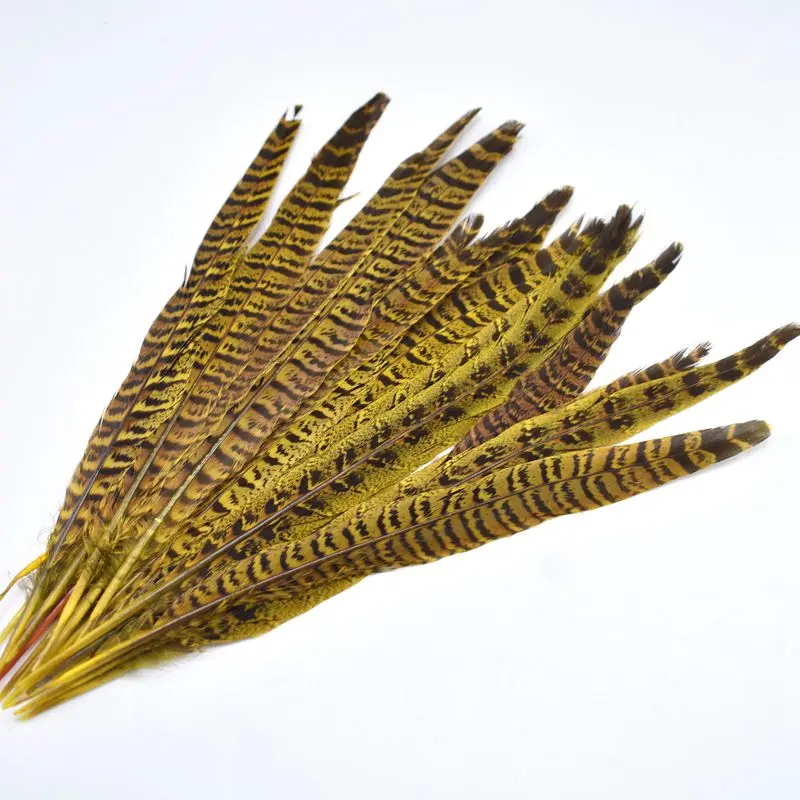 20 шт натуральные перья из хвоста фазана для украшения свадебной вечеринки 10-12 дюймов DIY Окрашенные Перья ювелирные аксессуары - Цвет: yellow