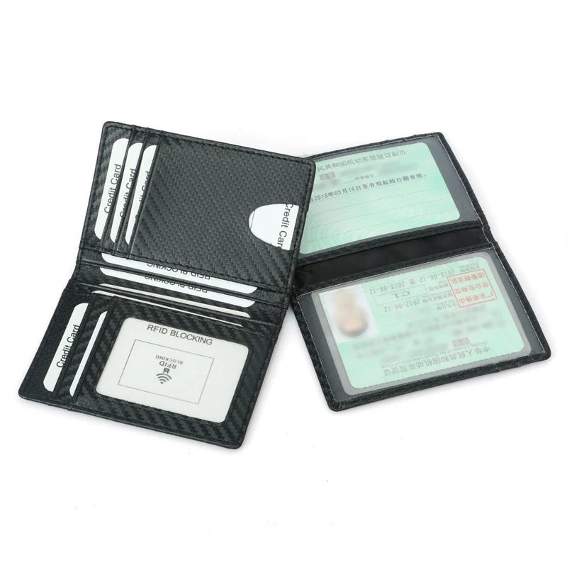 Black Carbon Fiber Thin Credit Card Holder Slim RFID Wallets Pu Leather Driver License Cover Holder For Men Card Wallet wallet card holder card holder credit card holder credit card wallet card wallet id card holder id card case wallet card bag business card holder document card wallet