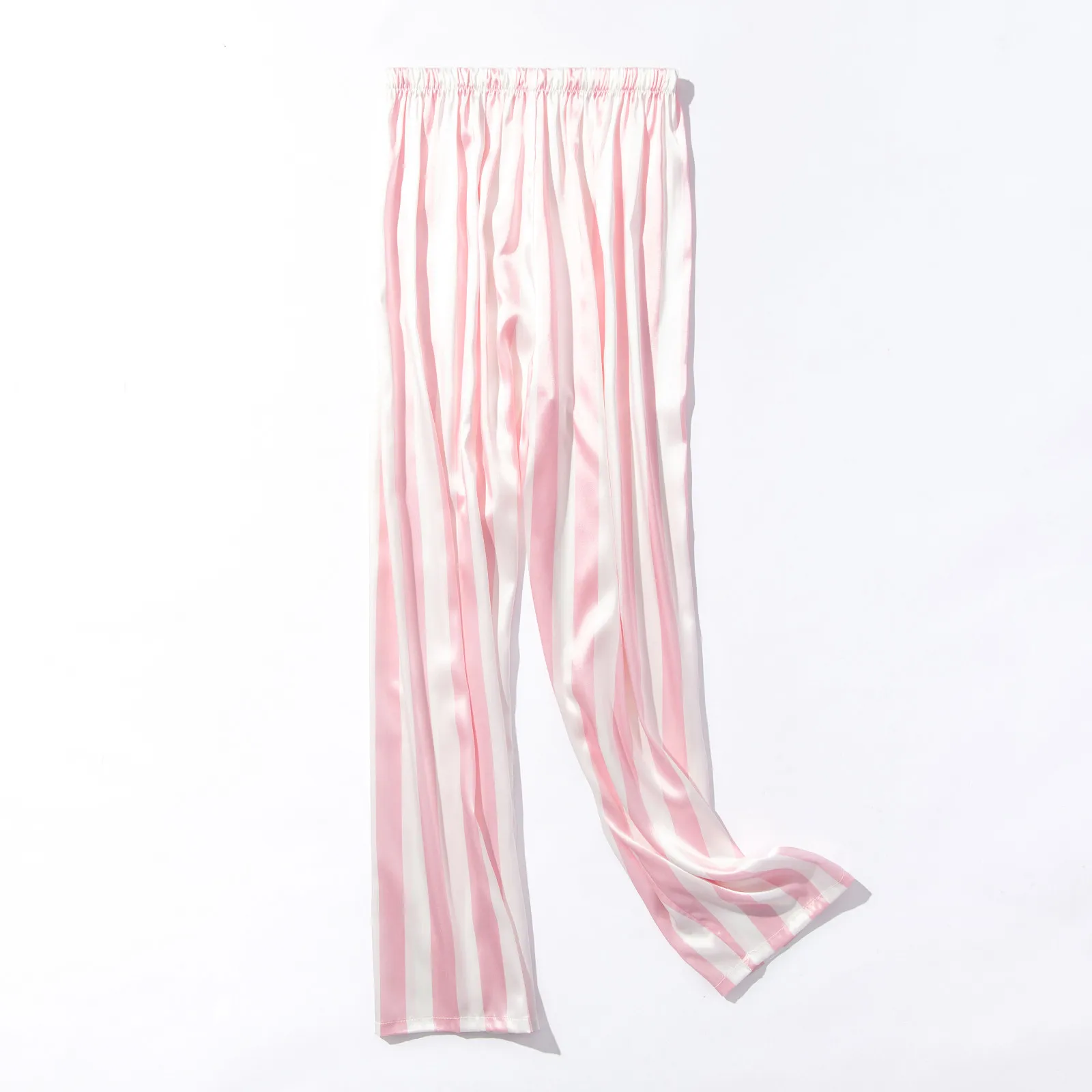 Женская модная полосатая Пижама, одежда для сна, длинные брюки, одежда для сна, комплект из 3 предметов, Шелковый Атласный халат, цветочный кружевной рукав, сексуальный Неглиже