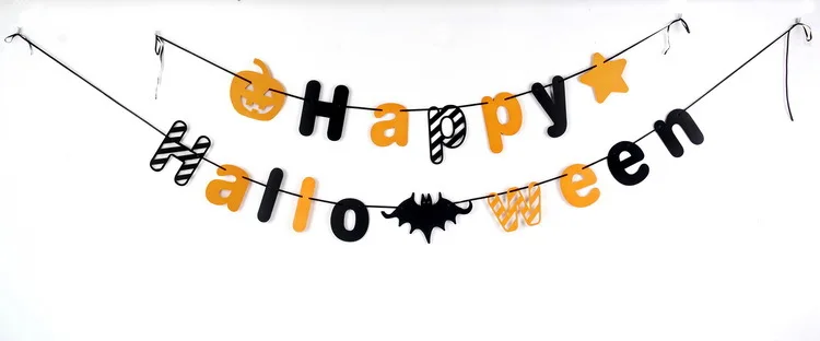 Счастливые бумажные баннеры на Хэллоуин с принтом летучей мыши тыквы черепа свисающие украшения флаг баннер для вечеринки