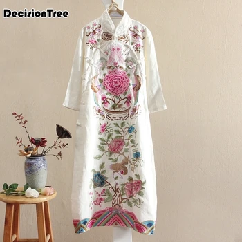 

2020 traditional chinese women cheongsam dress half sleeve embroidered qipao elegant oriental long qipao dresses chinese dress