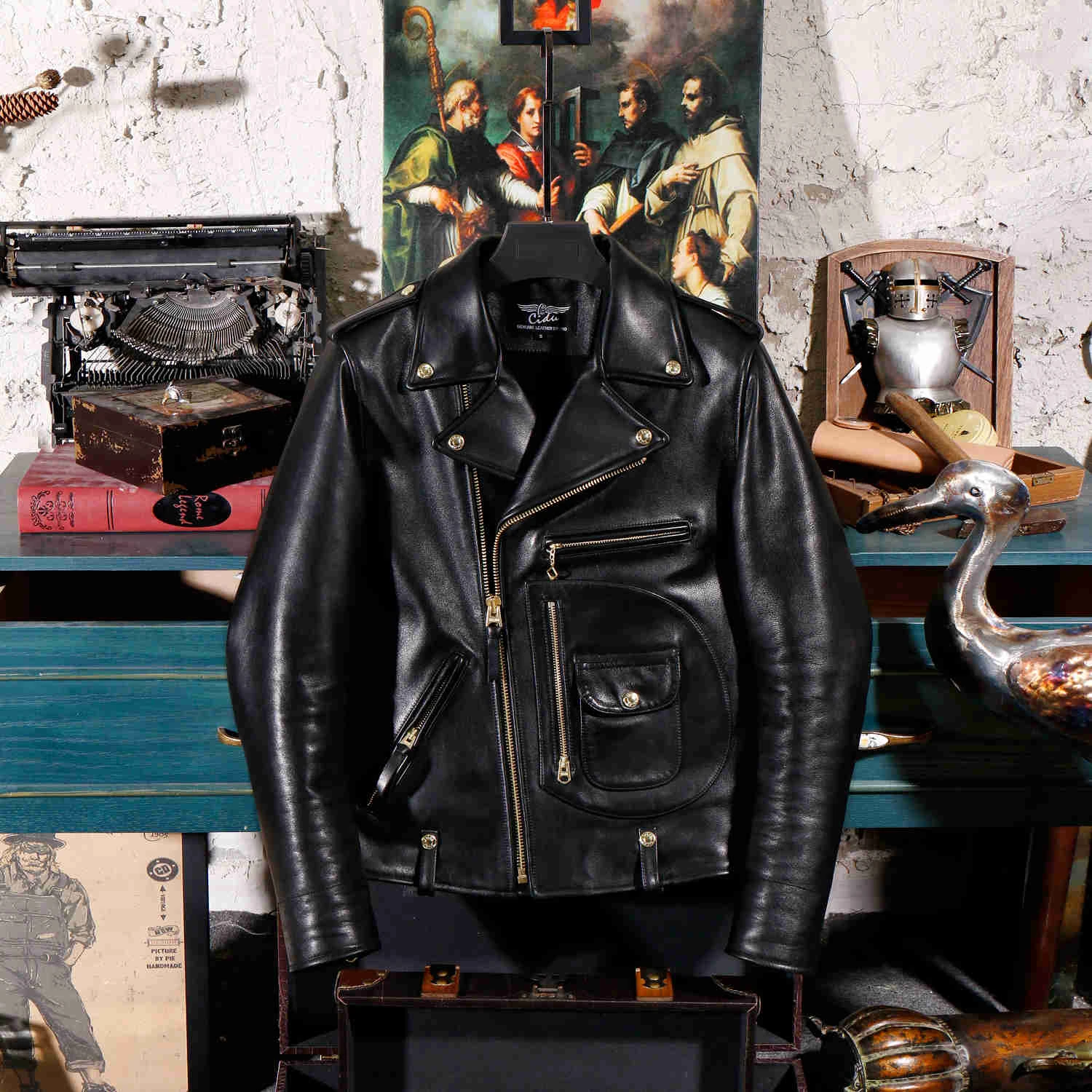 Free shipping.Italy Luxury Batik cowhide clothing,motor biker style leather jackets,J24 Man heavy genuine leather coat, mens sheepskin coat