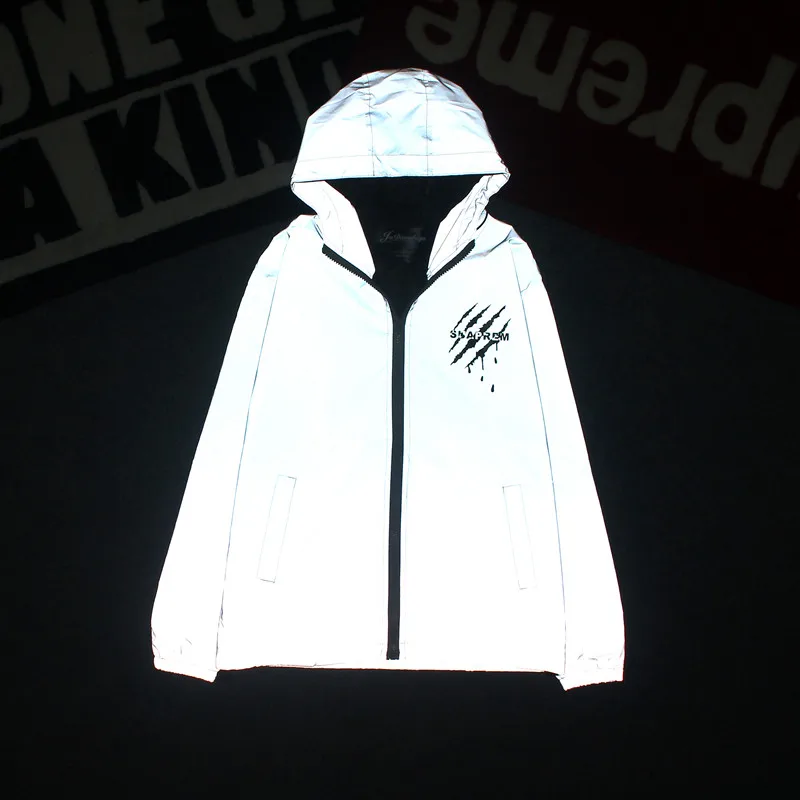 Верхняя одежда и пальто светоотражающие мужские/wo мужские Harajuku ветровки куртки крутые с капюшоном уличная Новые пальто и куртки мужские 2019jul25