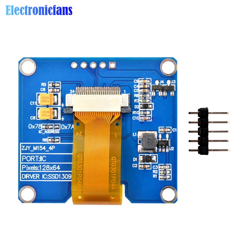 Ips 1,54 дюймов 5Pin Белый Синий Желтый ОСД дисплей модуль 128x64 SPI интерфейс SPD0301 Драйвер IC Адаптер платы для arduino