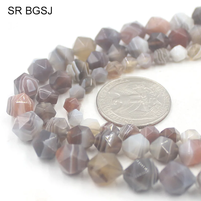 Free Shipping 6mm 8mm 10mm Faceted Round Polygonal Botswana Agat Onyx Natural Stone Jewelry Making Gems Beads Strand 15&quot | Украшения и