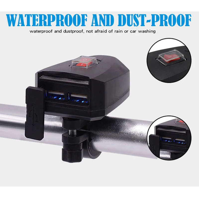 

10V-80V Motorcycle 2.4A Dual USB Waterproof Power Charger Scooter Handlebar Cigarette Lighter Adapter Moto Accessories dfdf