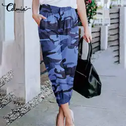 2019 женские камуфляжные брюки-карго с высокой талией, брюки, военный армейский боевой камуфляж, большие размеры, повседневные укороченные