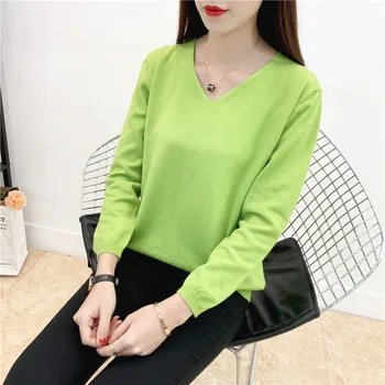 

COIGARSAM 4XL Plus Size Knitting blouse women New Loose blusas womens tops and blouses Dark Black Fruit Green 670