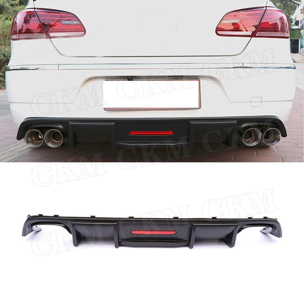 Задний диффузор для губ из углеродного волокна с лампой Volkswagen VW CC 2013 2017 FRP/PP черная