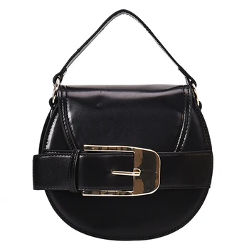 

191213 iVog New Arrival Everyday Female Small Messenger Crossbody Handbag Fashion PU Black Round Bags for Women 2019