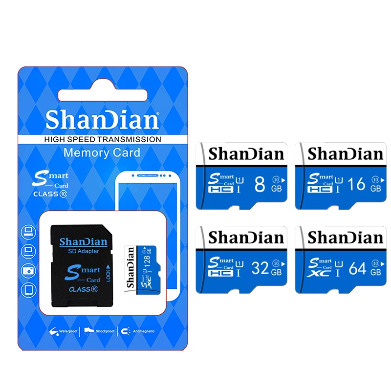 ShanDian Micro SD карта памяти класс 10 32 Гб 64 ГБ 16 8 TF Ручка Microsd накопитель флэш память
