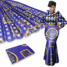 Горячая 4Y органза+ 2Y лента Материал цветной Nigrian дизайн Африканский Воск узор атласная шелковая ткань YB112509