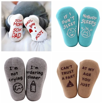 

Baby Socks Cotton Anti Slip Letter Newborn Baby Boy Socks 0-1 Years Soft Toddler Kids Floor Socks Baby Girl Socks