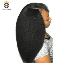 Грубая яки кудрявые прямые волосы для наращивания на заколках бразильские человеческие волосы Волосы remy 7 штук 120 г/компл. натуральный Цвет медовая королева