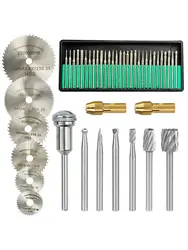 45 piece diamante gravura acessórios de aço de alta velocidade mini circular lâmina de serra conjunto rotativo acessórios