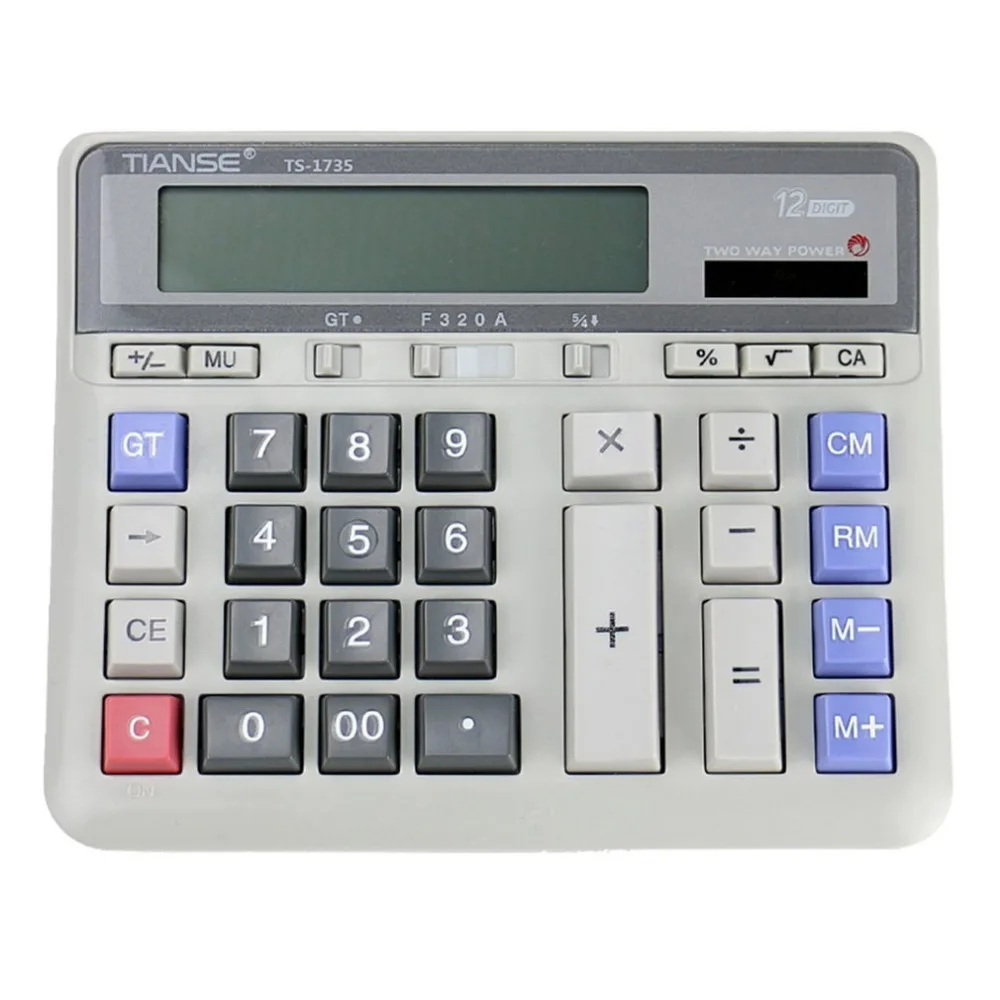 

TIANSE Multifunction Electronic Calculator No Need Battery Solar Power 12 Digital Display Business Accounting Daily Life