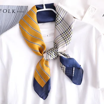 

2020 Luxury Brand Square Fashion Plaid Real Silk Scarf Women Printed Hair Clip Ribbon Headdress winter chiffon hijab pashmina