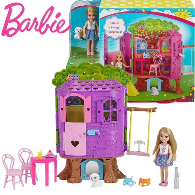 Barbie Club Chelsea Treehouse Playset Chelsea Doll Princess Pet Gift Box Play House Doll Set Toy Girl Brinquedos Gift FPF83 1