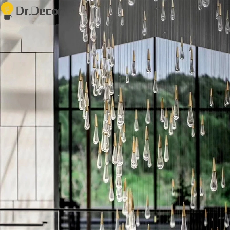 

Nordic Crystal Chandelier Modern LED Chandeliers Villa Hotel Living Room Luxury Chandelier Lighting Glass Rods Indoor Luminaria