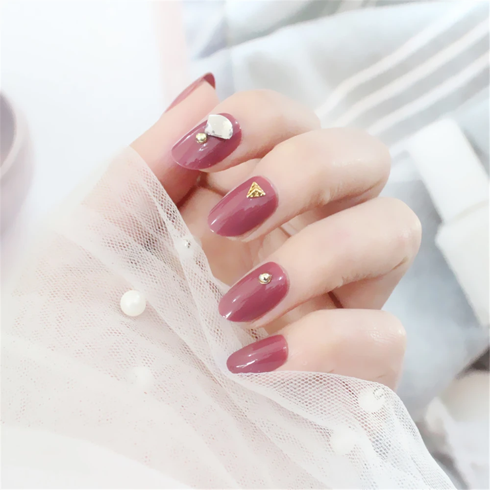 Nusx China Red Classical Stiletto Nail Fake UV Gel Polish For Girl Shiny Fingernails Press On 5