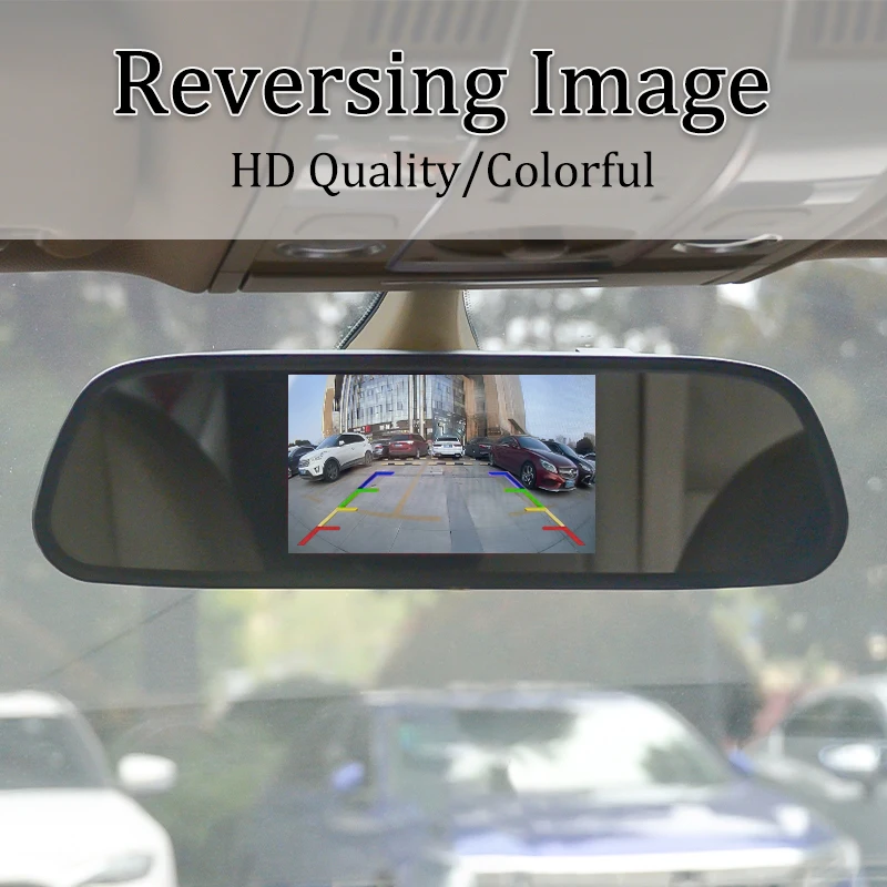Hippcron Car Rearview Mirror Monitor 4.3 Or 5 Inch HD Video Auto Parking Monitor For Night Vision LED Reversing Cameras car parking monitor