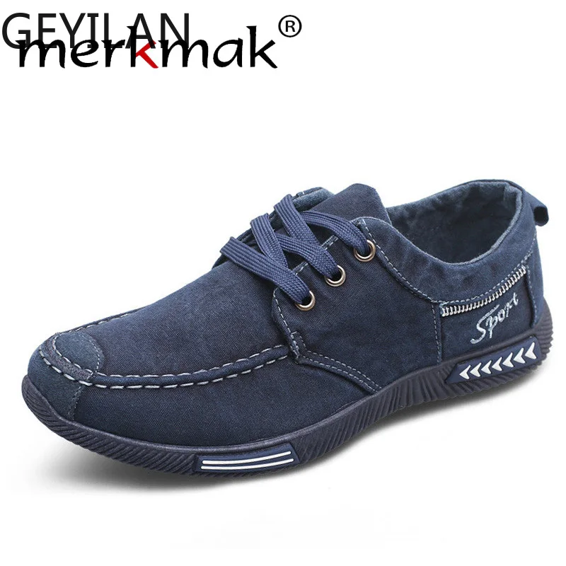 

Canvas Men Shoes Denim Lace-Up Men Casual Shoes New 2018 Fashion Sneakers Comfort Breathable Male Footwear Spring Autumn
