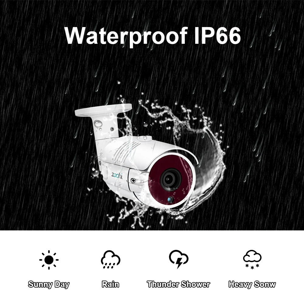  Zoohi AHD Surveillance System 1080P Video Surveillance System Outdoor Camera Waterproof Night Visio