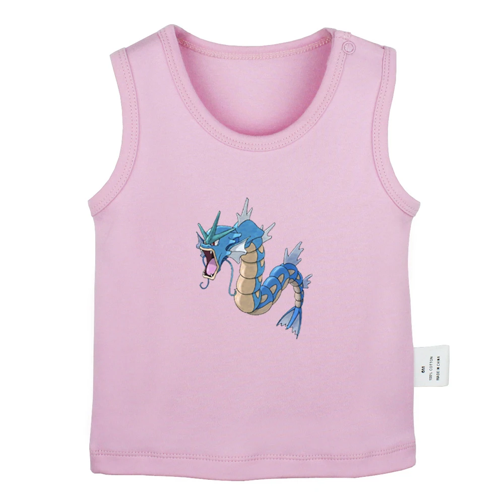 Милый мультяшный Покемон Dratini Gyarados Lapras Poliwag дизайн новорожденных Детские майки футболки жилет для малышей хлопковая одежда для новорожденных без рукавов - Цвет: JbBabyYV951P