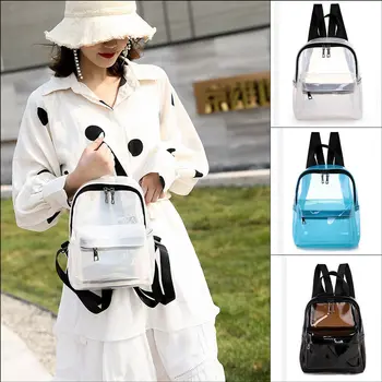 

2019 Fashion Clear Transparent PVC See Through Backpacks Preppy Style Ladies Girls Mini Backpack Cute School Book Shoulders Bag