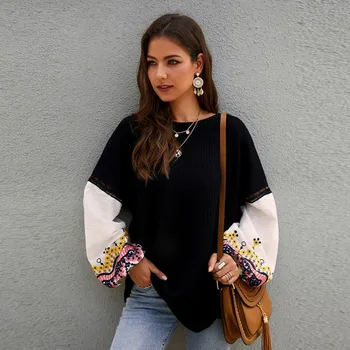 

New Women Fashion Long Sleeve Sweater Round Neck Pullover Loose Keep Warm Female Tops