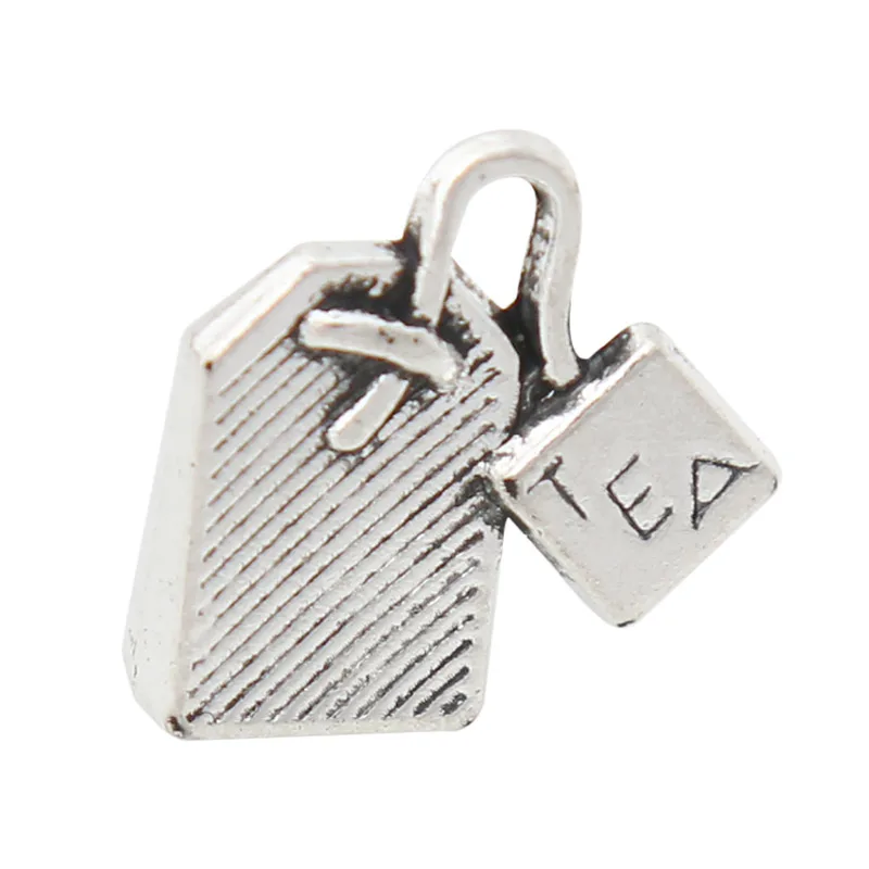 

RAINXTAR Fashion Antique Silver Color Alloy Tea Bag Charms 15*15mm 100pcs AAC1038