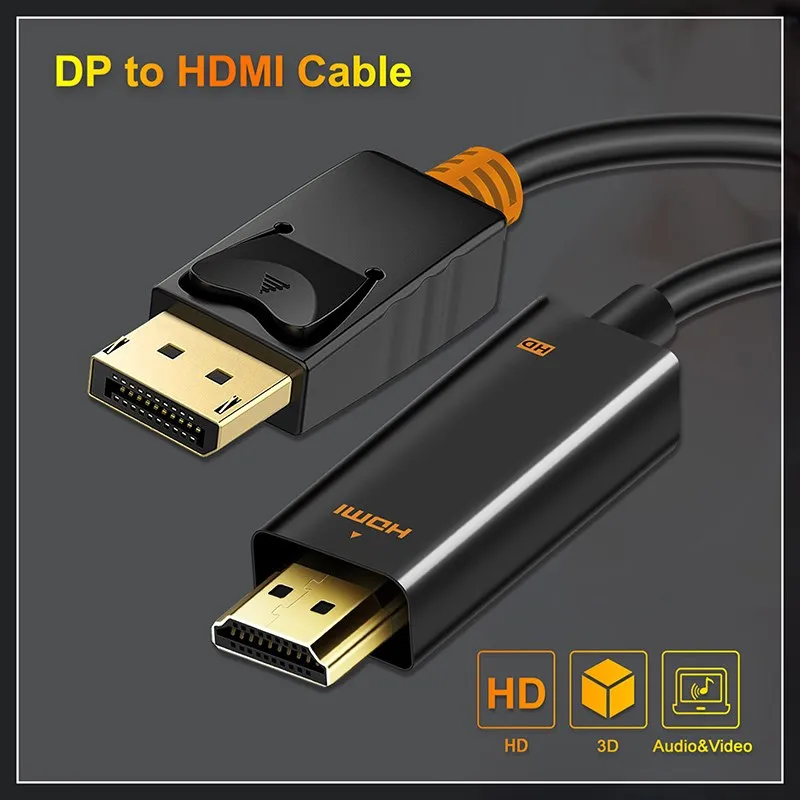 CABLETIME-DisplayPort-To-HDMI-Cable-4k-hdmi-cable-DP-to-HDMI-1080P-4K-60hz-Converter-DP