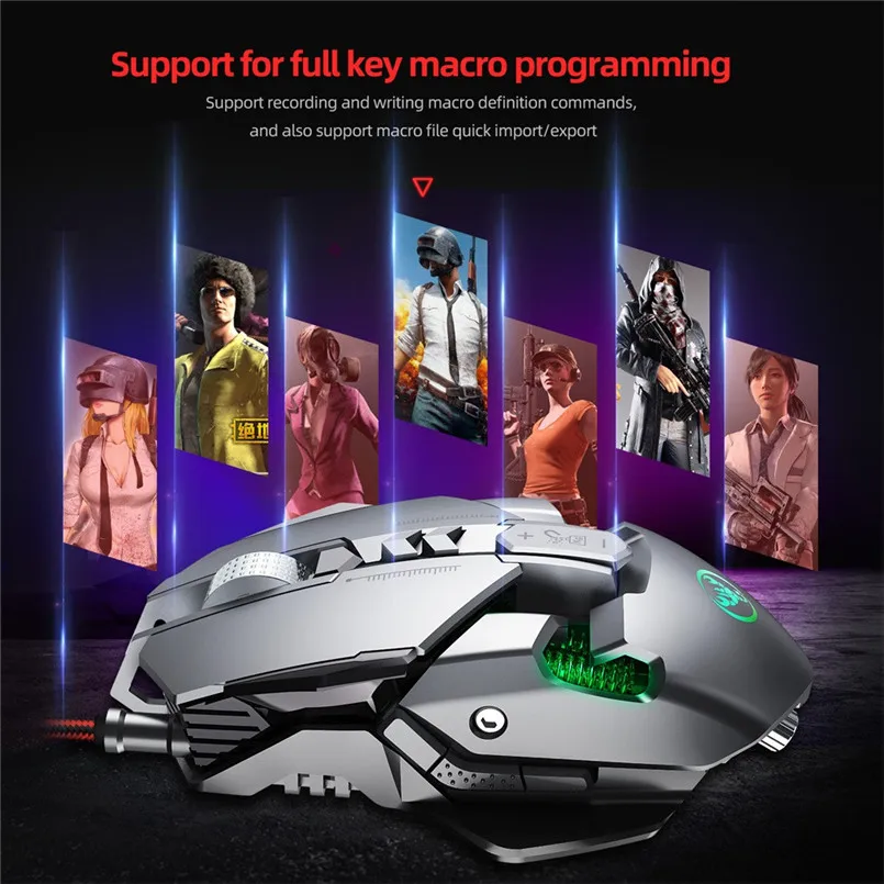 6400 DPI 7-keys Macro Definition Programmable Wired Game Mouse Gaming Mouse Mice  Aluminum alloy 3D metal roller 40NOV2805