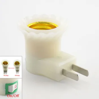 

US Or AU Plug Led Light Bulb Adapter Lamp Holder Converter Female Socket E27 Base Type On/Off Button Switch Ac Power Bulb Socket