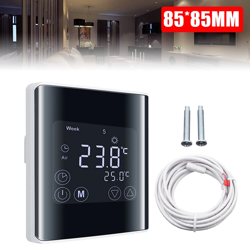 

230V AC Digital LCD Temperature Controller Heaing Thermostat Touchscreen Home Warm Floor Room Temperature Controller