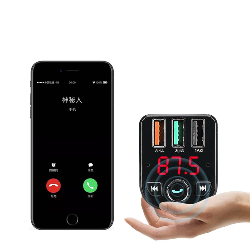 Кабель передачи данных Micro-цифровой адаптер зарядки Авто Стайлинг Bluetooth FM передатчик светодиодный Дисплей 3-Порты и разъёмы USB прикуриватель автомобиля Зарядное устройство