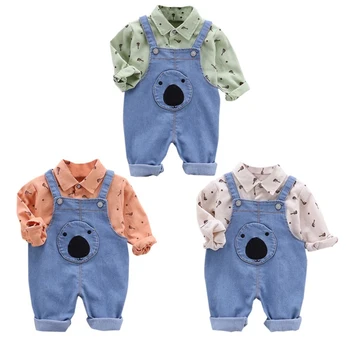 

Children Boys clothing sets Casual Plaid Tops shirt +Jeans Handsome Kids Boys Clothes Outfits*1