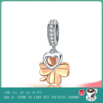 

CodeDog Gardon Lucky Clover Charm fit Women Snake Bracelets Medicago Heart Pendant for Necklace Sterling Silver Jewelry C1238