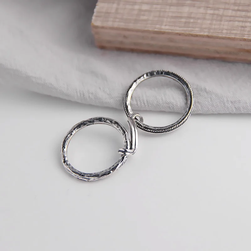 Silvology, 925 пробы, серебряные, двойные кольца-интерлоки, оригинальные винтажные креативные кольца с текстурой для женщин, ювелирные изделия ручной работы
