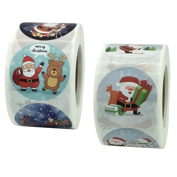 

2 Roll Christmas Stickers Seals Labels,1.5 inch Ornament Roll Stickers,Christmas Theme Roll Sticker for Party Favors