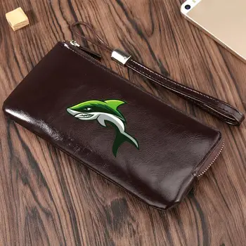 

Shark Prints Men Wallet leather Wallet Zipper Coin Pocket Long Purse For Men Card Holder Cellphone Chic Purse portefeuille homme