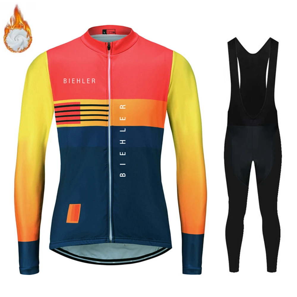 BIEHLER Maillot cyclместа 2020 Зимняя Теплая Флисовая одежда для велоспорта Мужской трикотажный костюм улицы езды на