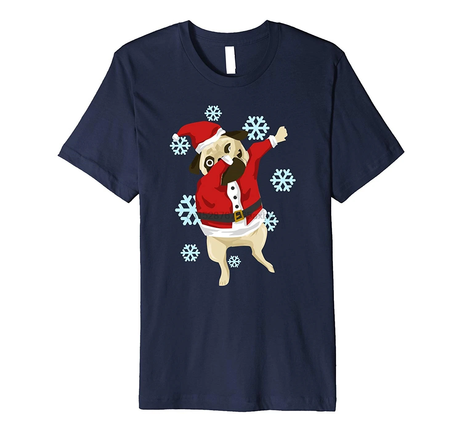 Dabbing Christmas Pug Funny Holiday Graphic T-Shirt Amazing Short Sleeve Unique Casual Tops | Мужская одежда