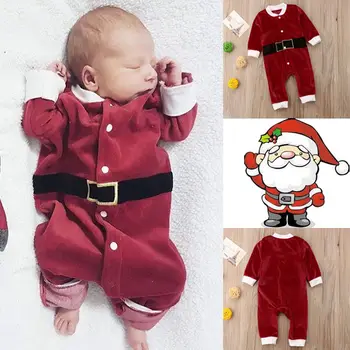 

Newborn Baby Girls Boy Long Sleeve Christmas Santa Claus Cotton Soft Bodysuit Jumpsuit Costume Clothes Outfits 0-24 Months
