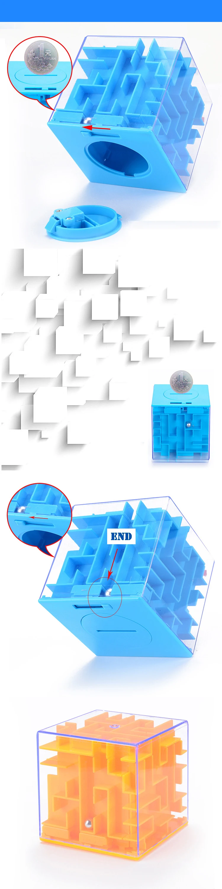 3D бусина лабиринт прокрутки бусины декомпрессии игрушка коробка трехмерная Копилка лабиринт Раннее детство Образование Развивающие игрушки