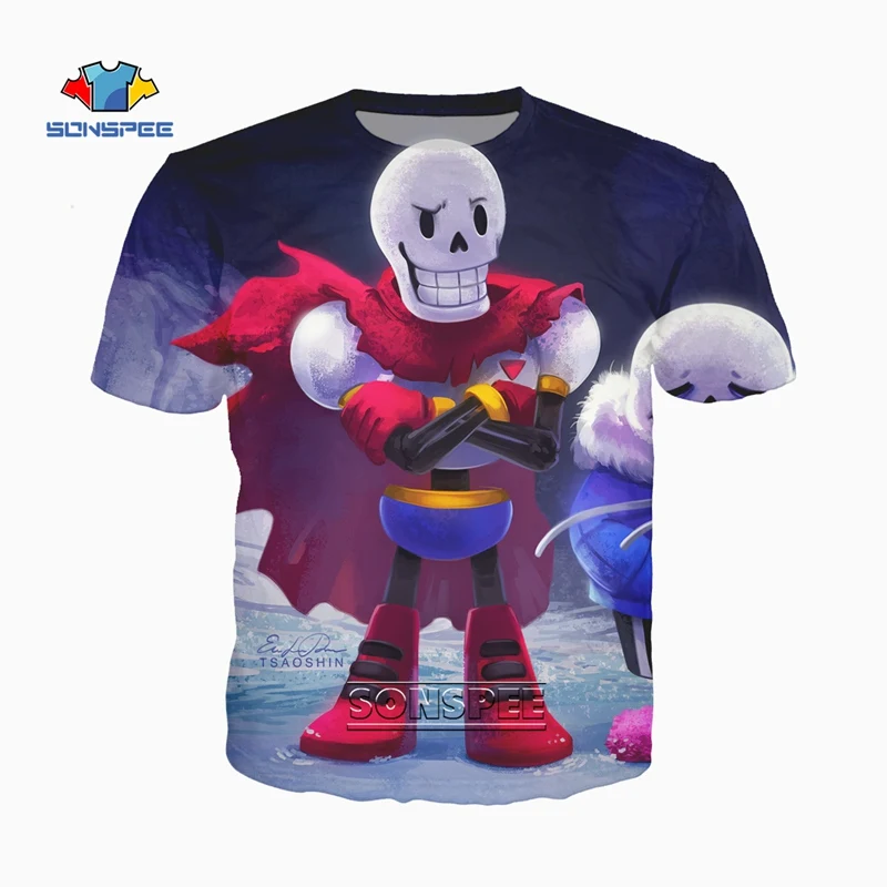 

SONSPEE 3D Print Game Undertale Anime Harajuku T-shirt Skeleton Brother Quote T-Shirts Men Women Casual Streetwear Clothes