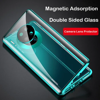 

360 Full Magnetic Case For Huawei Mate 30 Coque Double Sided Glass Cover Metal Bumper Mate 30 Pro Camera Lens Protector Case